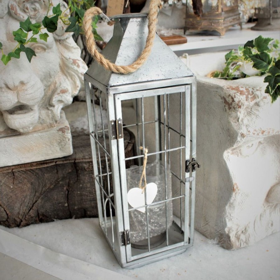 Home Decor Blooming Botanicals | Metal Lantern With White Heart