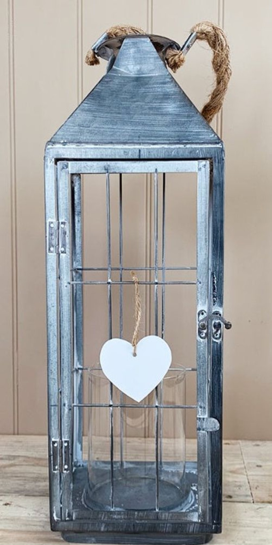 Home Decor Blooming Botanicals | Metal Lantern With White Heart