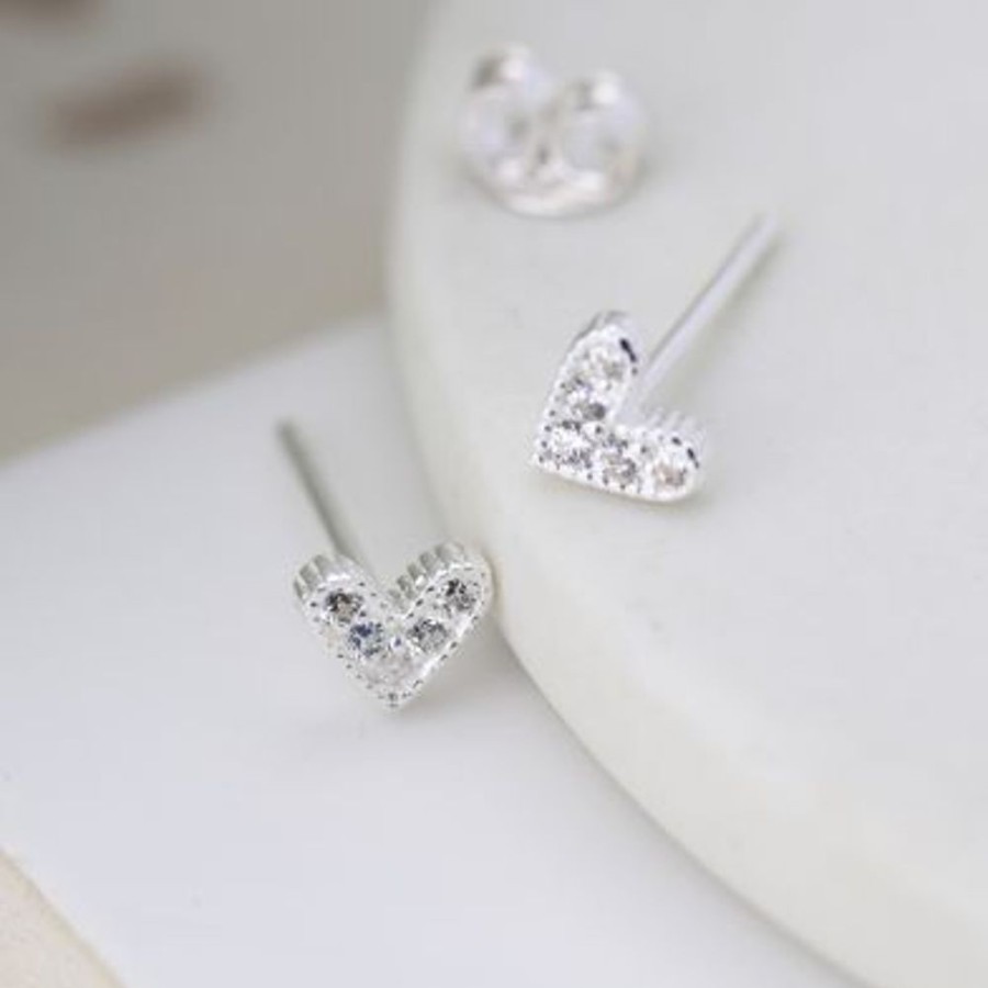 Fashion & Accessories JassBerry | Sterling Silver Crystal Heart Earrings