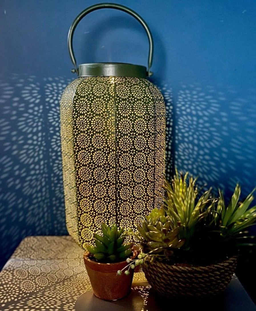 Garden Blooming Botanicals | Green & Gold Solar Lantern