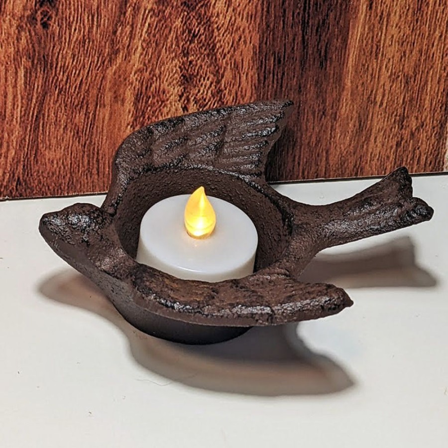 Home Decor Blooming Botanicals | Cast Iron Bird Tealight Holder