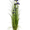 Home Decor Blooming Botanicals | Tall Grass With Purple Iris In Pot