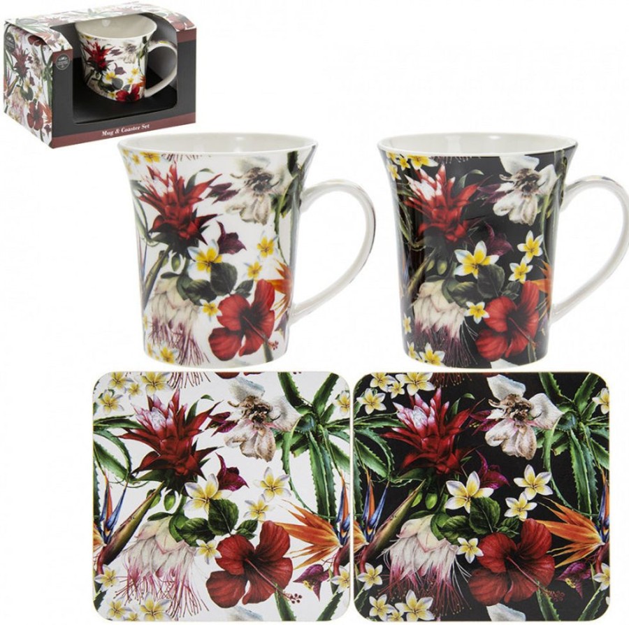 Home Decor Hurst House Trading | Hibiscus Flower Mug & Coaster Set