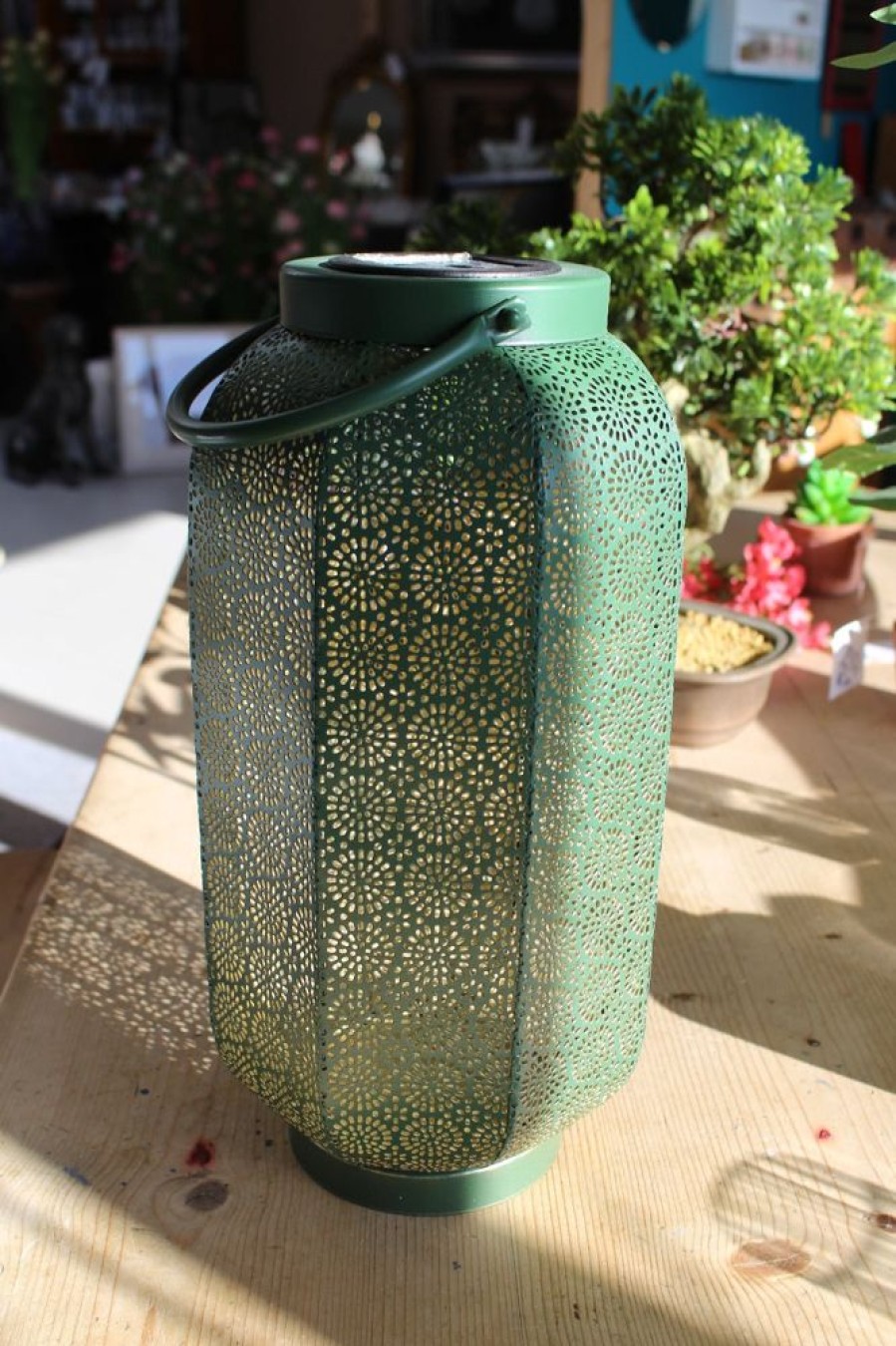 Outdoor Living Blooming Botanicals | Green & Gold Solar Lantern