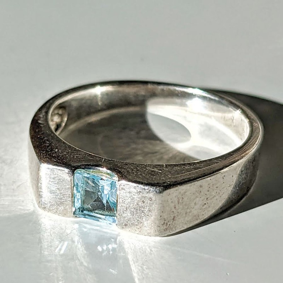 Giftware Fat Fingers | Aquamarine Square Solitaire Ring