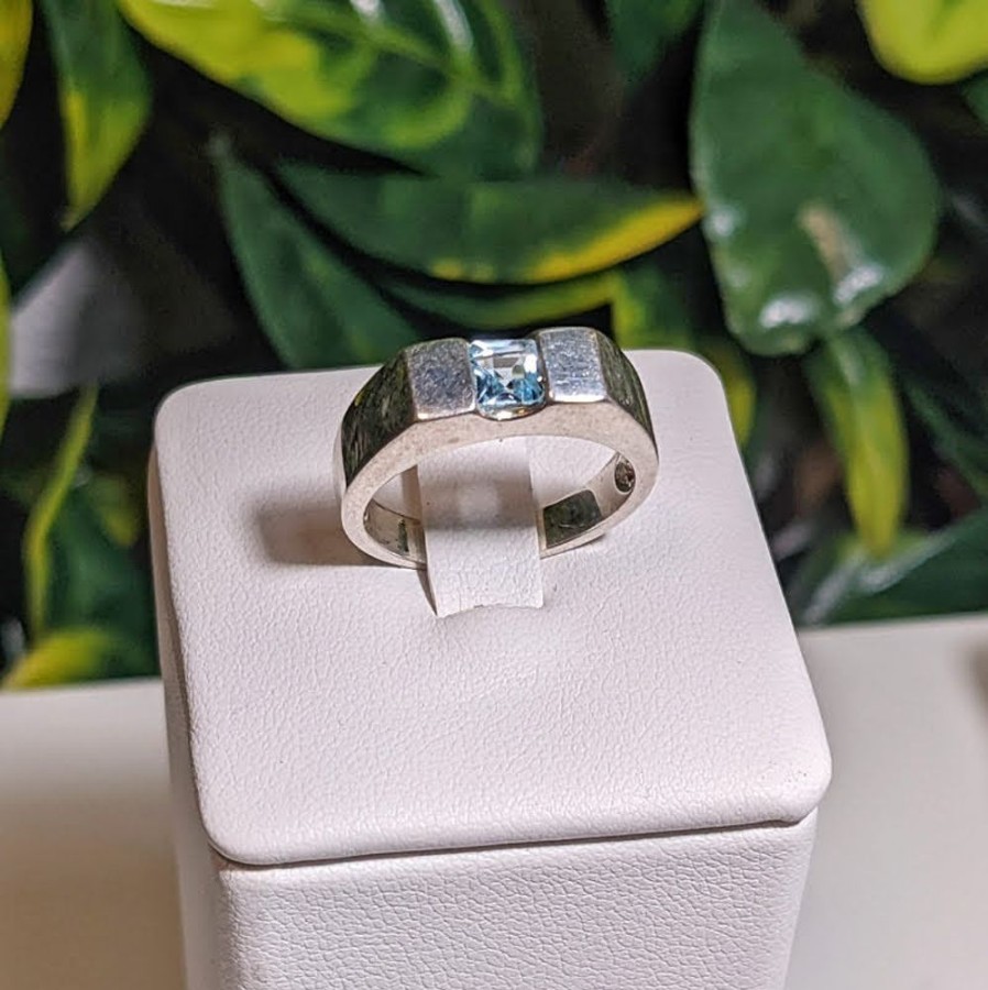 Giftware Fat Fingers | Aquamarine Square Solitaire Ring