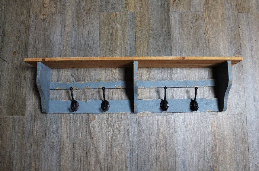 Furniture Hurst House Trading | Painted Woodland Shelf With 4 Hooks