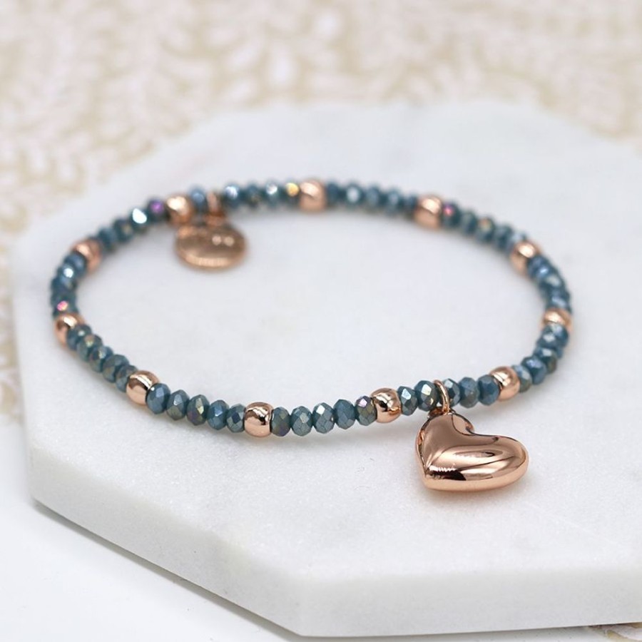 Fashion & Accessories JassBerry | Beaded Bracelet With Rose Gold Heart Charm