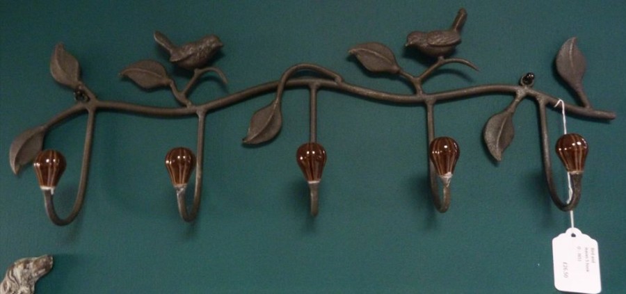 Home Decor Hooked! | Bird And Leaves 5 Hooks