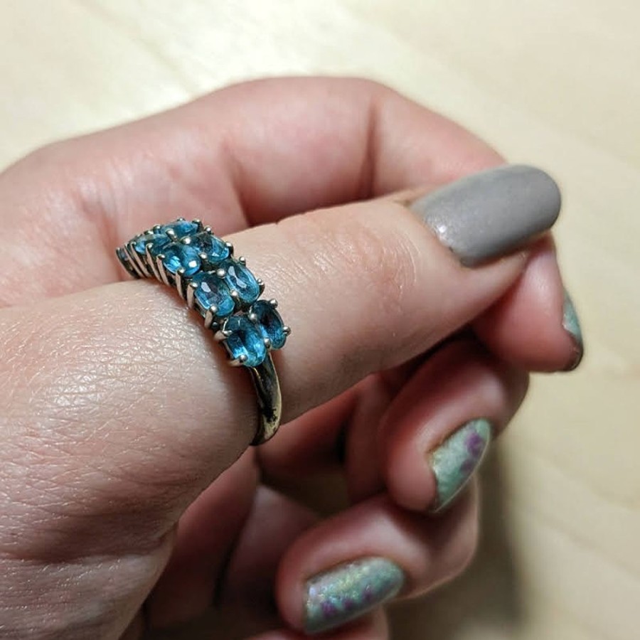 Fashion & Accessories Fat Fingers | Teal Blue Tourmaline Half Eternity Ring