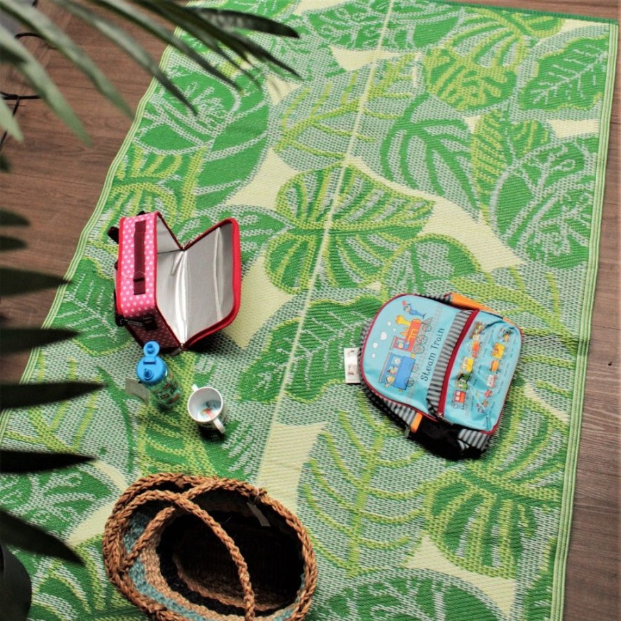 Garden Blooming Botanicals | Green Palm Woven Rug