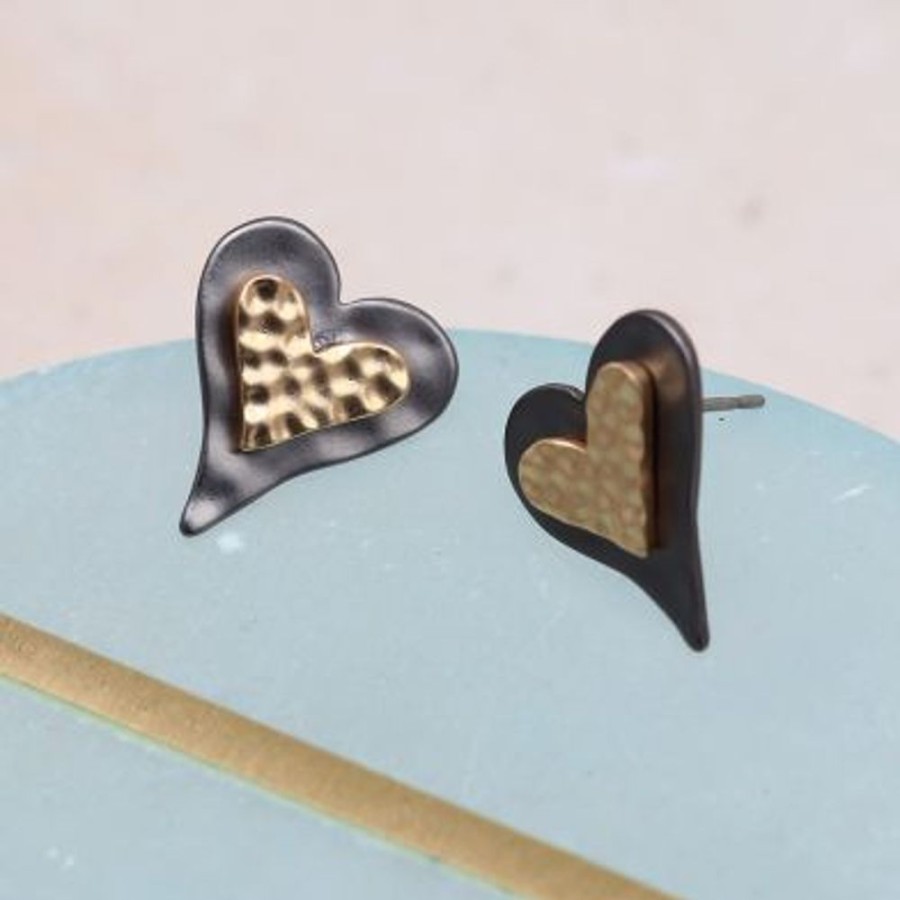 Giftware JassBerry | Black And Gold Heart Earrings