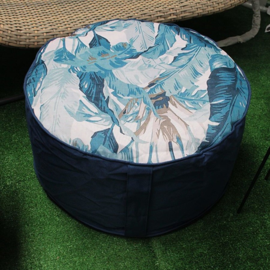 Garden Blooming Botanicals | Blue Outdoor Footstool