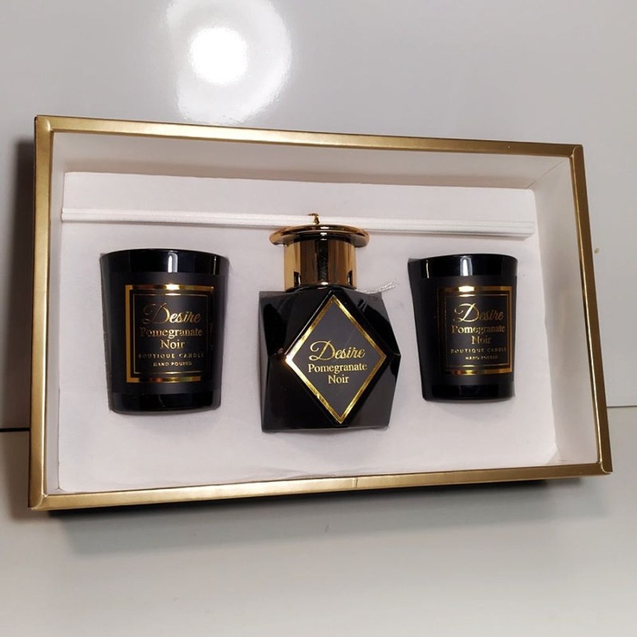 Body, Bath & Home Fragrance Hurst House Trading | Diffuser & Candle Set Pomegranate Noir