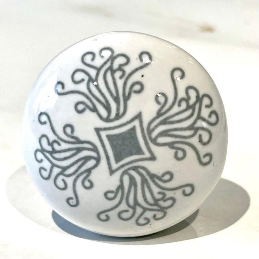 Home Decor Hooked! | Light Grey Ceramic Knob