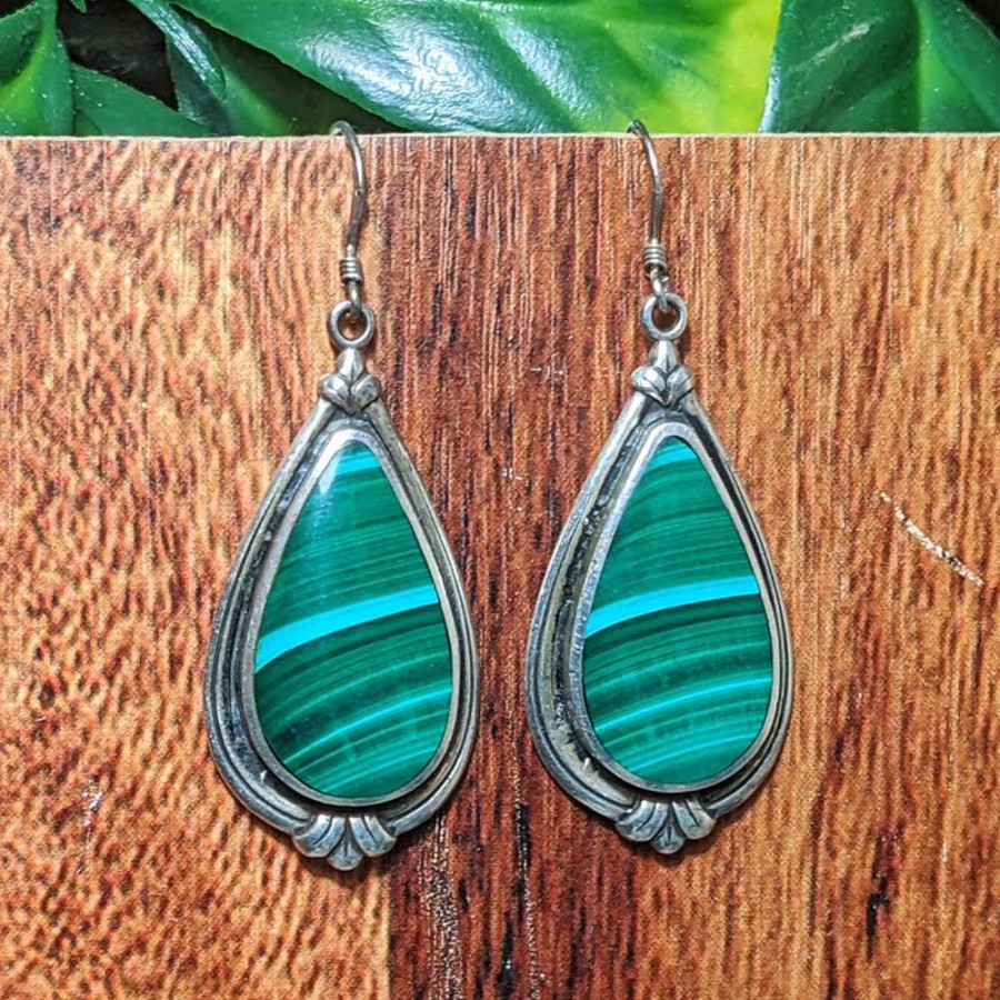 Fashion & Accessories Fat Fingers | Malachite-Style Teardrop Earrings