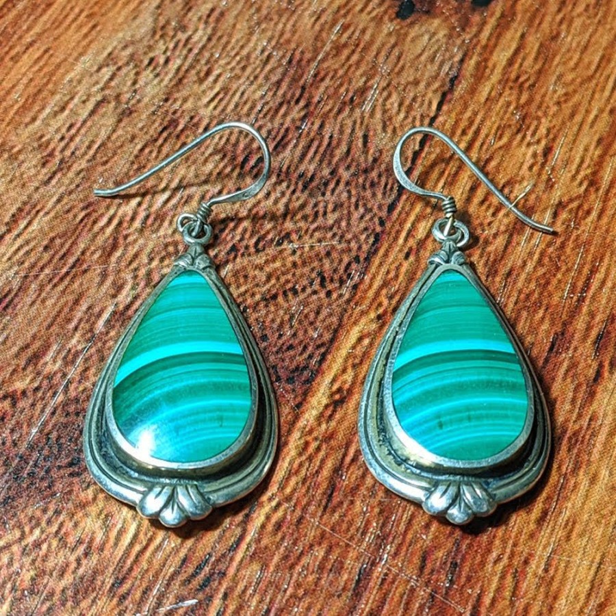 Fashion & Accessories Fat Fingers | Malachite-Style Teardrop Earrings