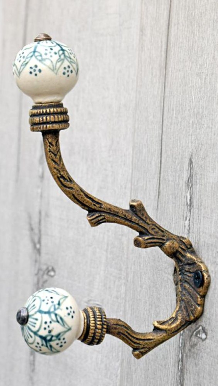 Home Decor Hooked! | Detail Double Hook Ceramic Ends