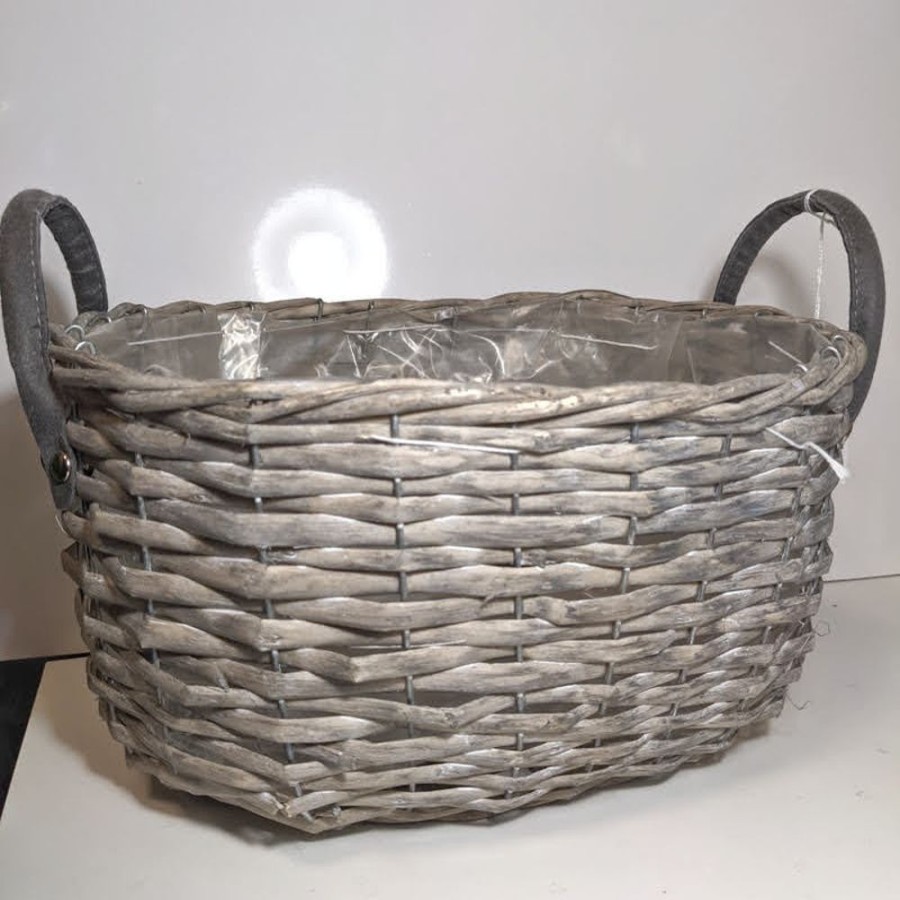 Furniture Hurst House Trading | Oval Grey Wicker Basket (Large)