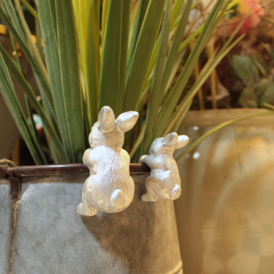 Giftware Blooming Botanicals | Silver Rabbit Pot Hanger