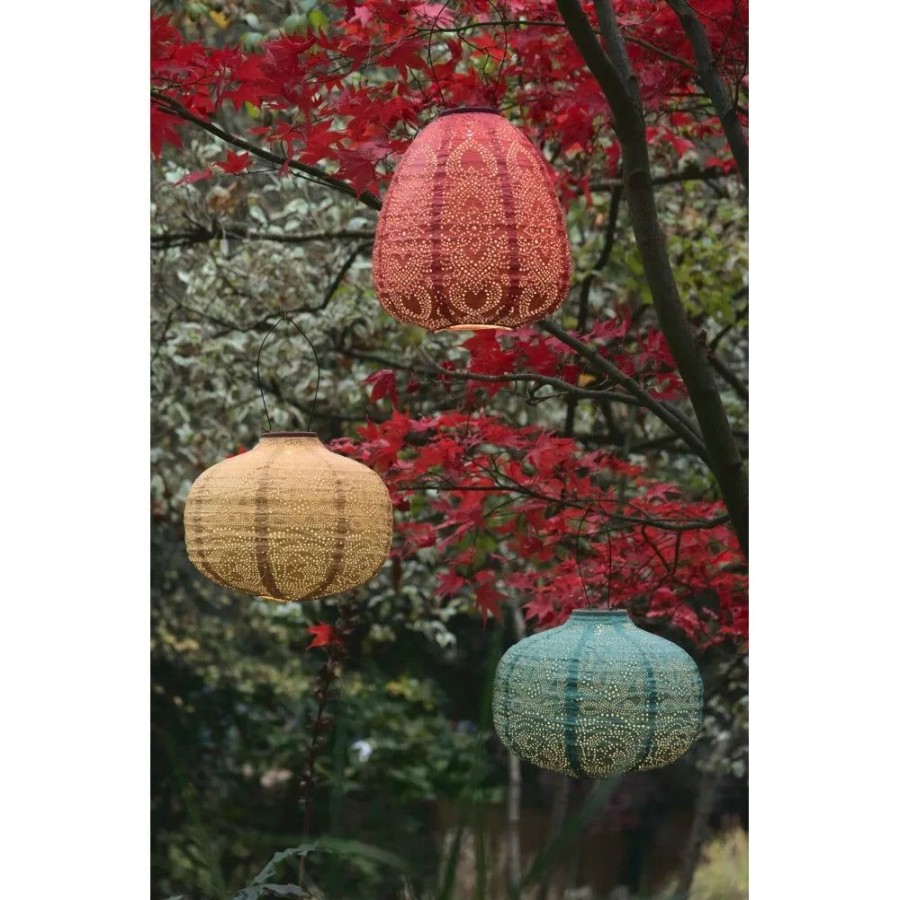 Garden Blooming Botanicals | Red Solar Dome Lantern