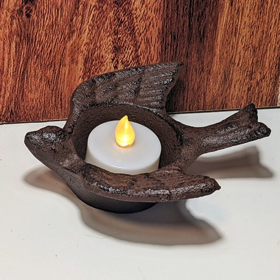 Home Decor Blooming Botanicals | Cast Iron Bird Tealight Holder