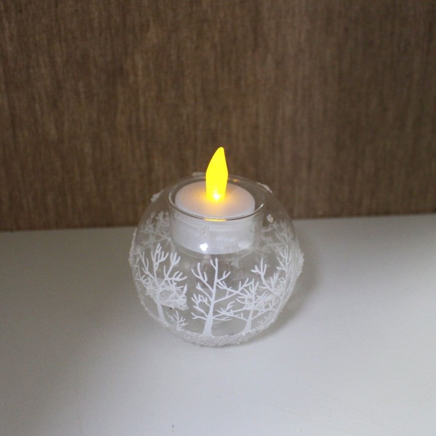 Christmas Hurst House Trading | Glitter Glass Tealight Holder