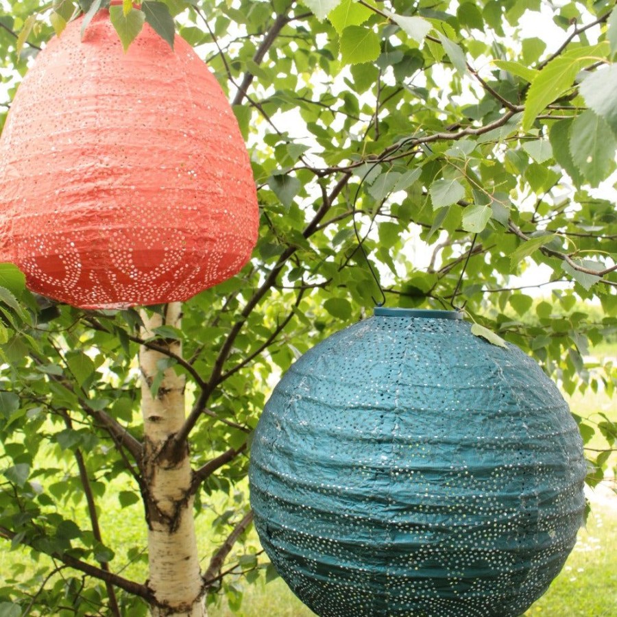 Outdoor Living Blooming Botanicals | Red Solar Dome Lantern