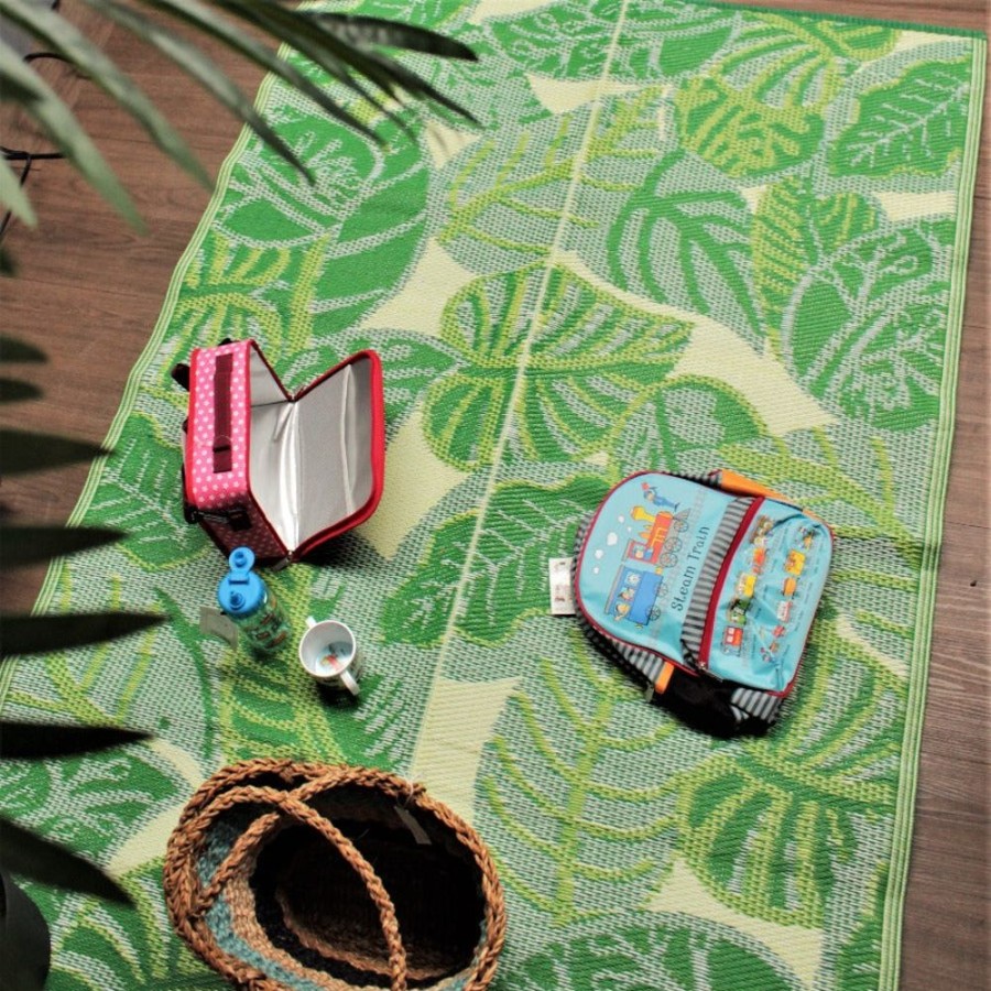 Garden Blooming Botanicals | Green Palm Woven Rug