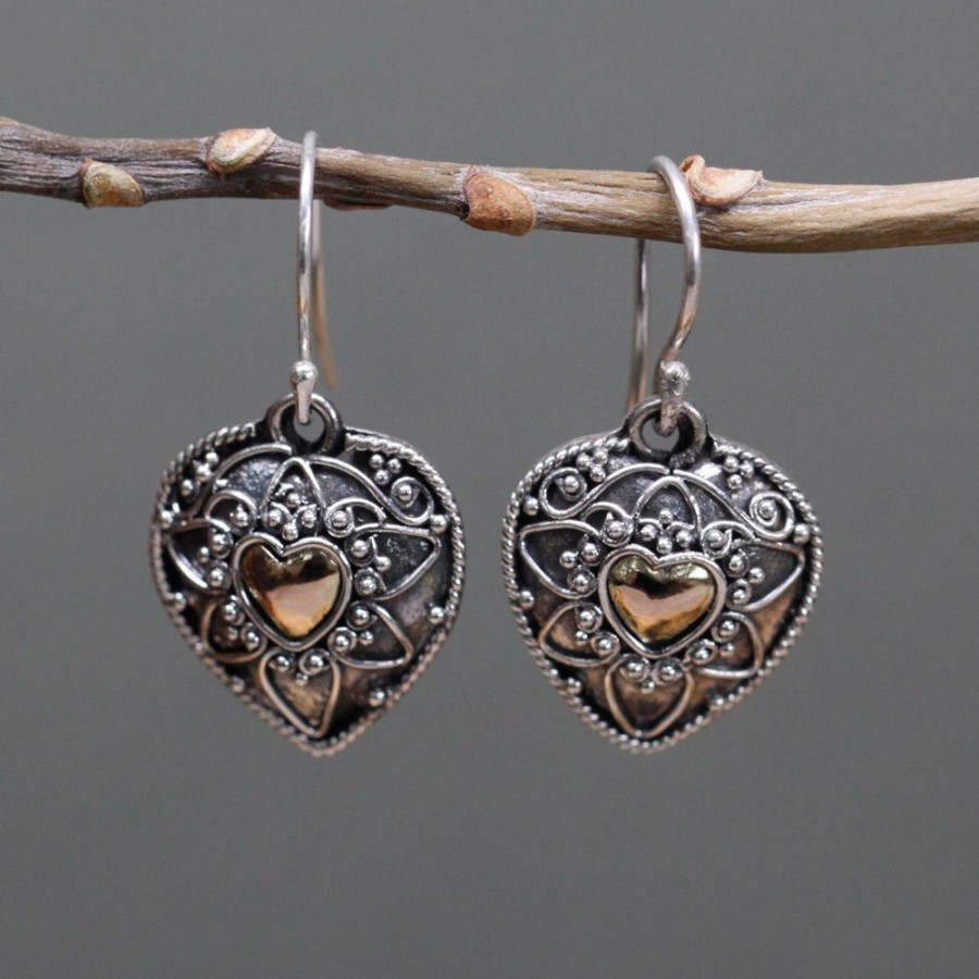 Fashion & Accessories JassBerry | Silver And Gold Earrings - Hearts