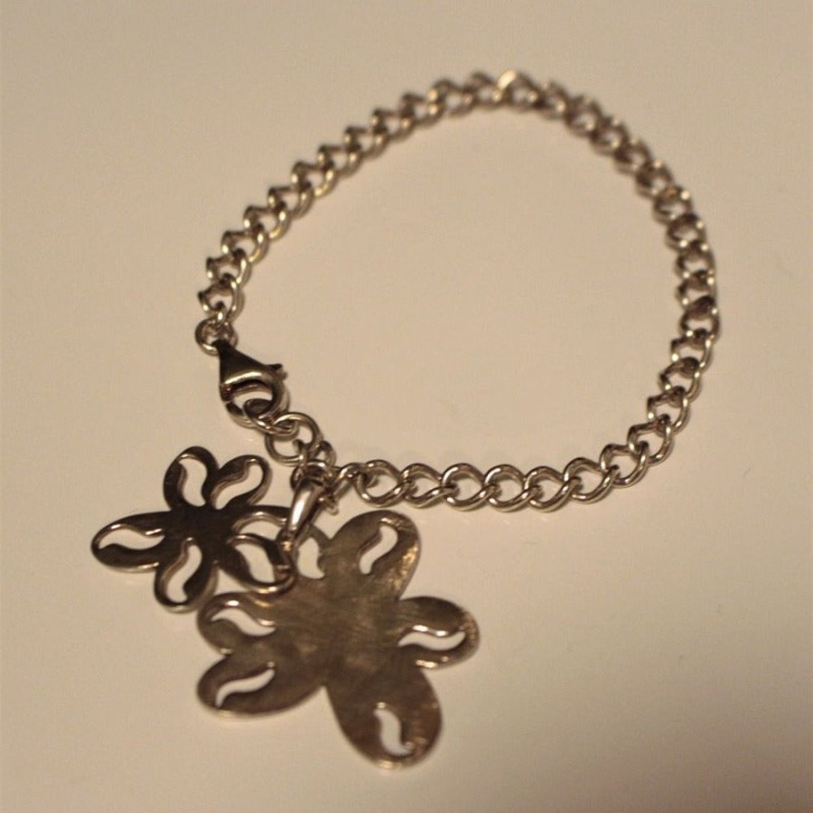 Fashion & Accessories Fat Fingers | Silver Flower Charm Bracelet