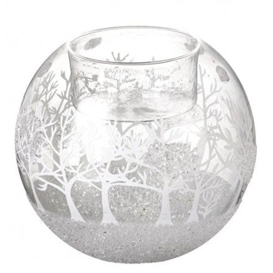 Christmas Hurst House Trading | Glitter Glass Tealight Holder