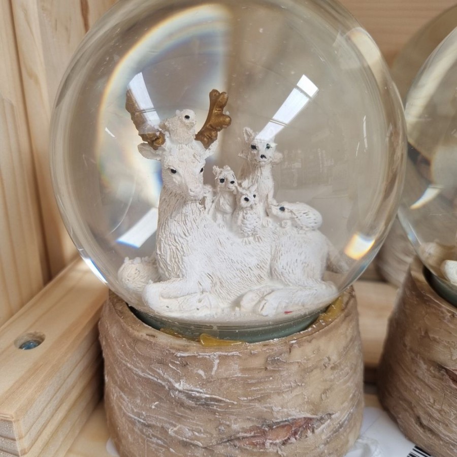 Home Decor Hurst House Trading | White Reindeer & Friends Snow Globe