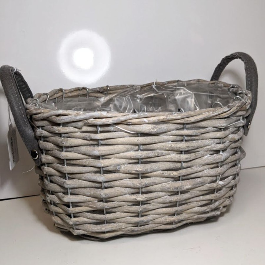 Furniture Hurst House Trading | Oval Grey Wicker Basket (Medium)