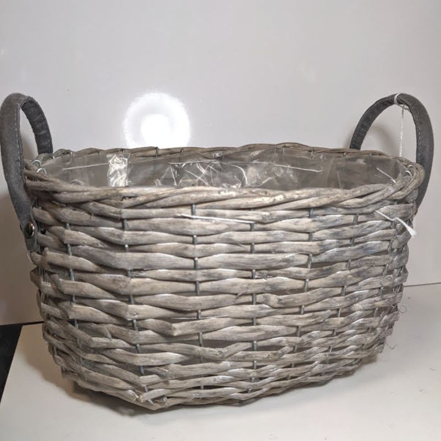 Giftware Hurst House Trading | Oval Grey Wicker Basket (Large)